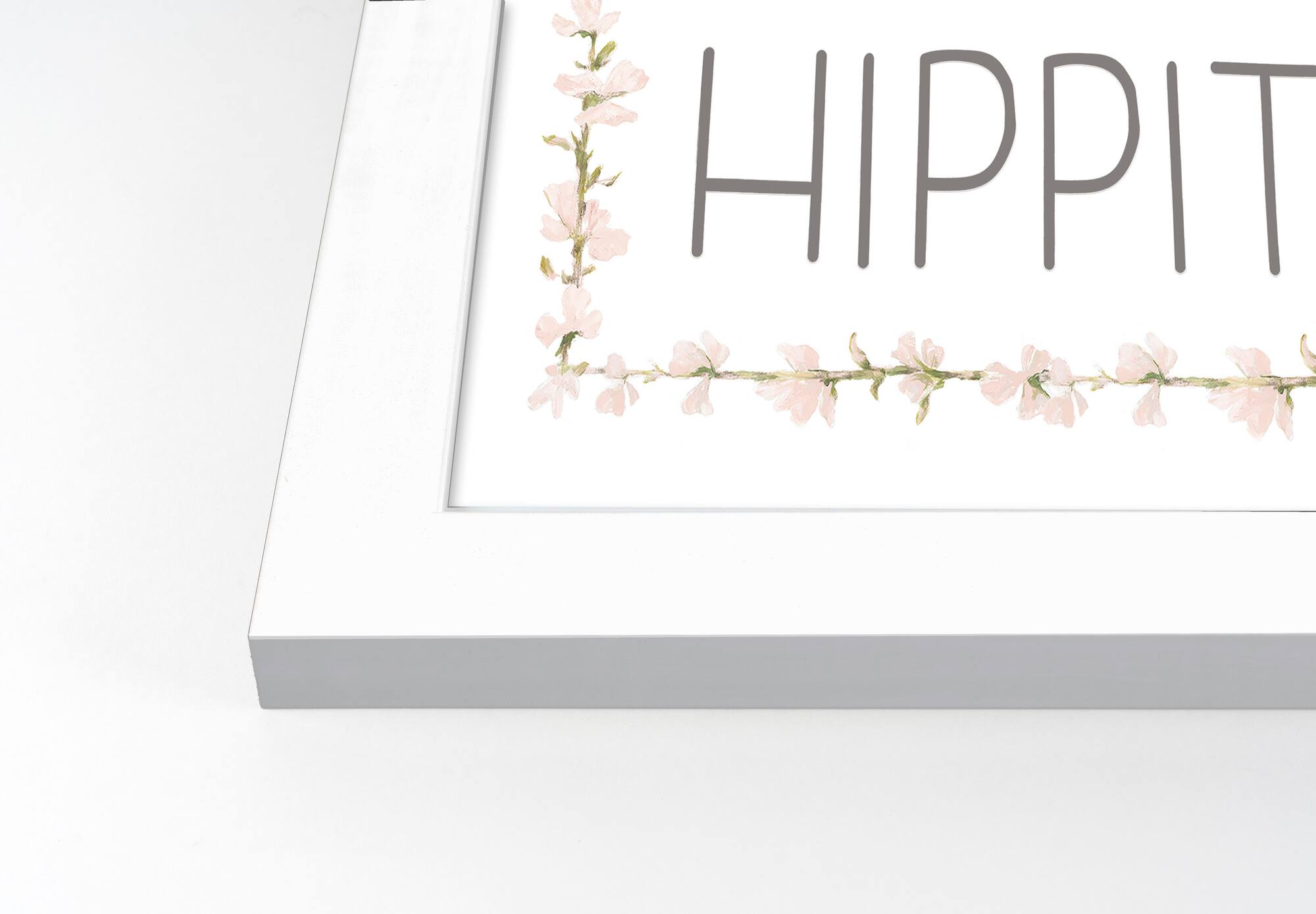 Hippity Hoppity Gray 12" x 36" White Framed Print Under Plexiglass